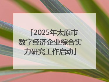 2025年太原市数字经济企业综合实力研究工作启动